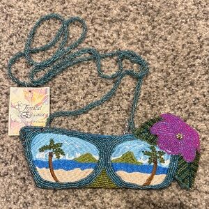 Beaded Tropical Beach Scene Small Bag